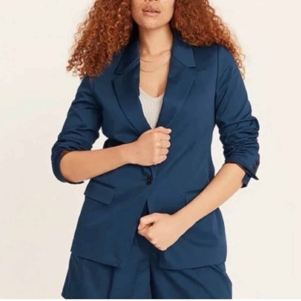 J Crew Willa Blazer Lightweight Chino Dark Teal Blue Womens 2